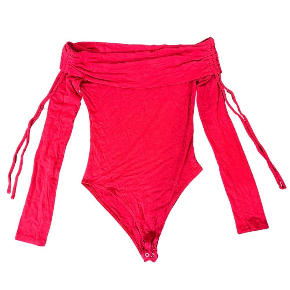 Forever 21 Red Long Sleeve Bodysuit with Synch Shoulders - Size Small